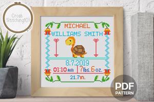 Birth Announcement Template-7 Cross Stitch Pattern