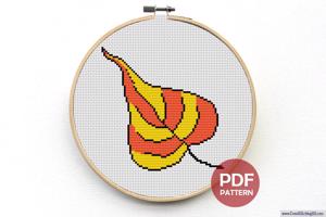 Peepal Leaf Cross Stitch Design