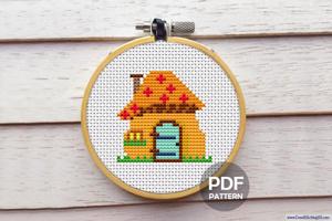 Mushroom Houses CrossStitch Pattern