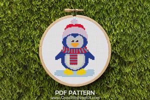 Winter Cartoon Penguin CrossStitch Design